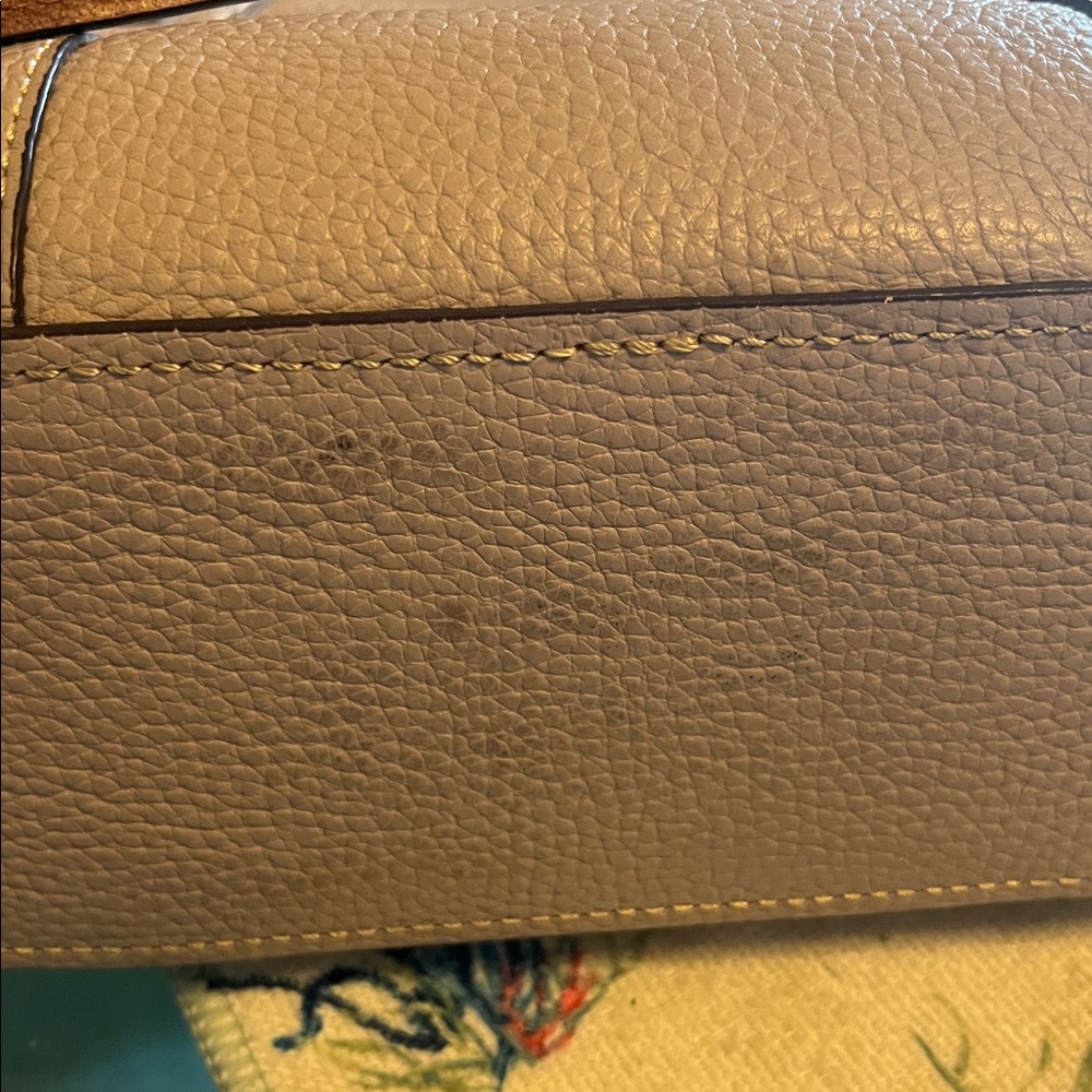 Dooney & Bourke Taupe Pebbled Leather Tote with Brown Straps - Picture 5 of 9